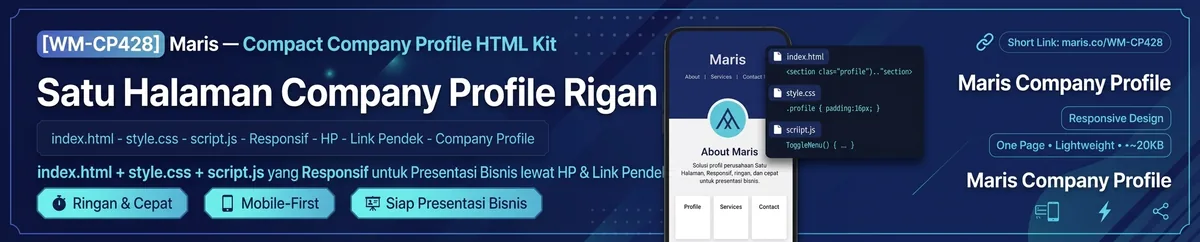 Maris Compact Company Profile HTML Kit - satu halaman company profile rigan, responsif, siap presentasi bisnis