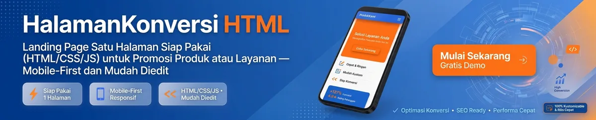 Halaman Konversi HTML - landing page satu halaman siap pakai untuk promosi produk atau layanan
