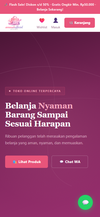 Tampilan mobile Amanah Official  Toko Online Multi Kategori