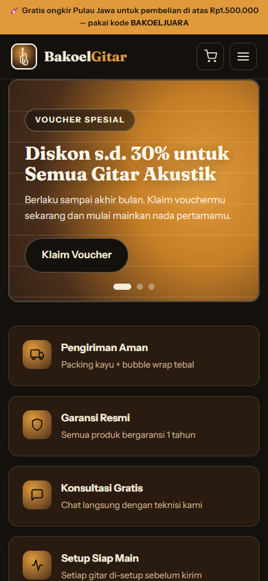 Tampilan mobile Bakoel Gitar  Toko Gitar Online