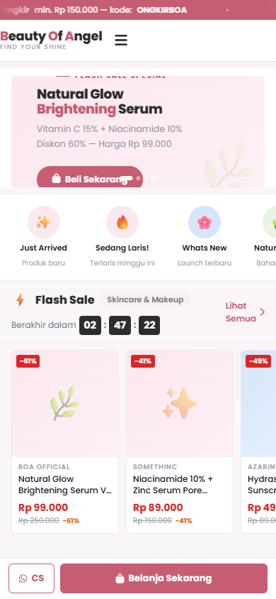 Tampilan mobile Beauty of Angel  Skincare & Kecantikan