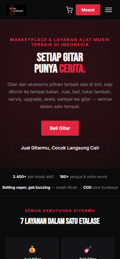 Tampilan mobile Gitar Surabaya  Marketplace Alat Musik