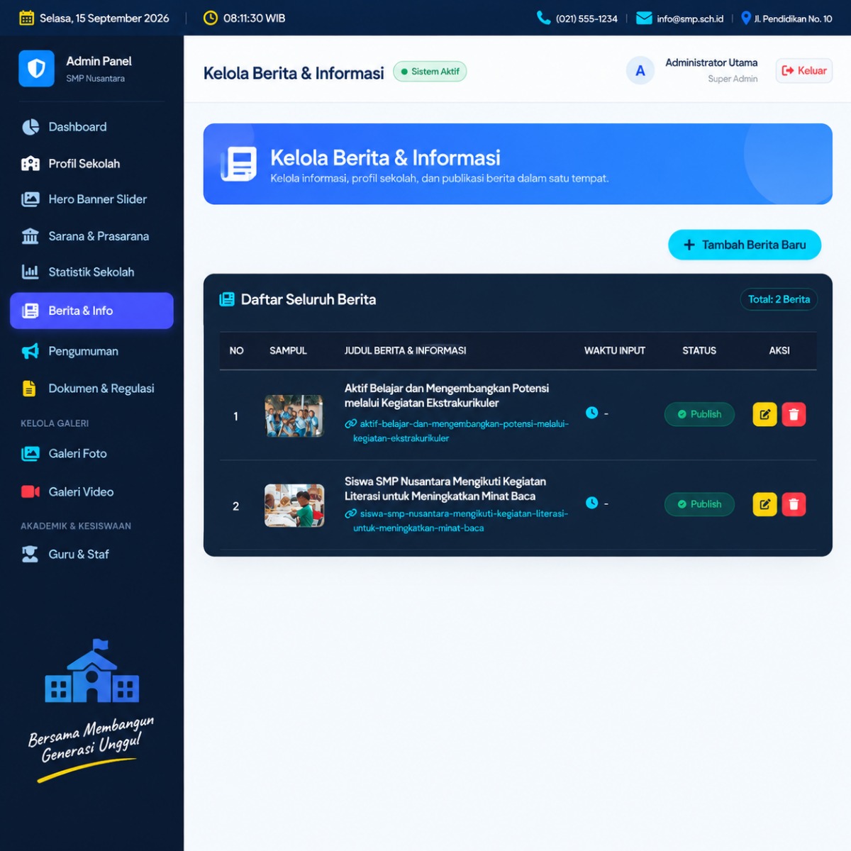 Website Sekolah Modern Berbasis CodeIgniter 3 - foto 4