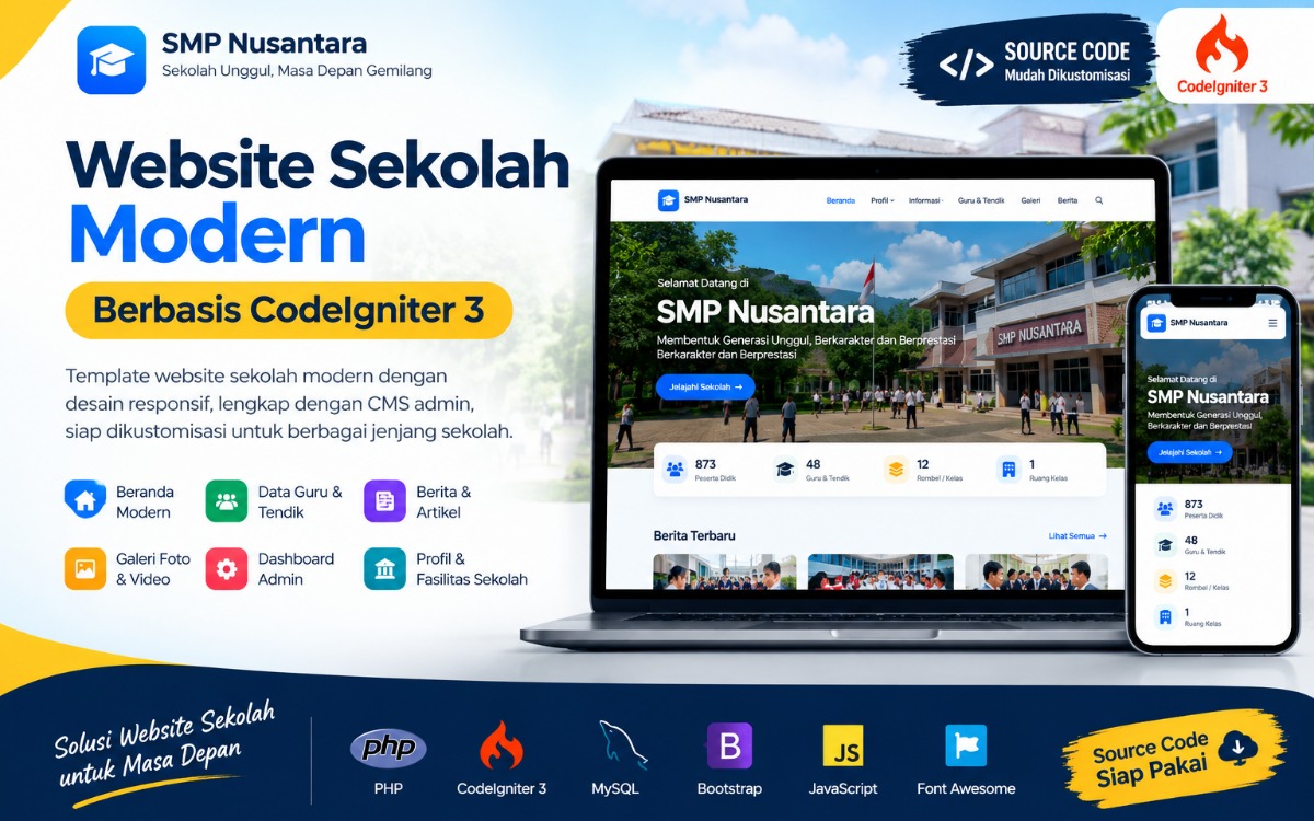 Website Sekolah Modern Berbasis CodeIgniter 3