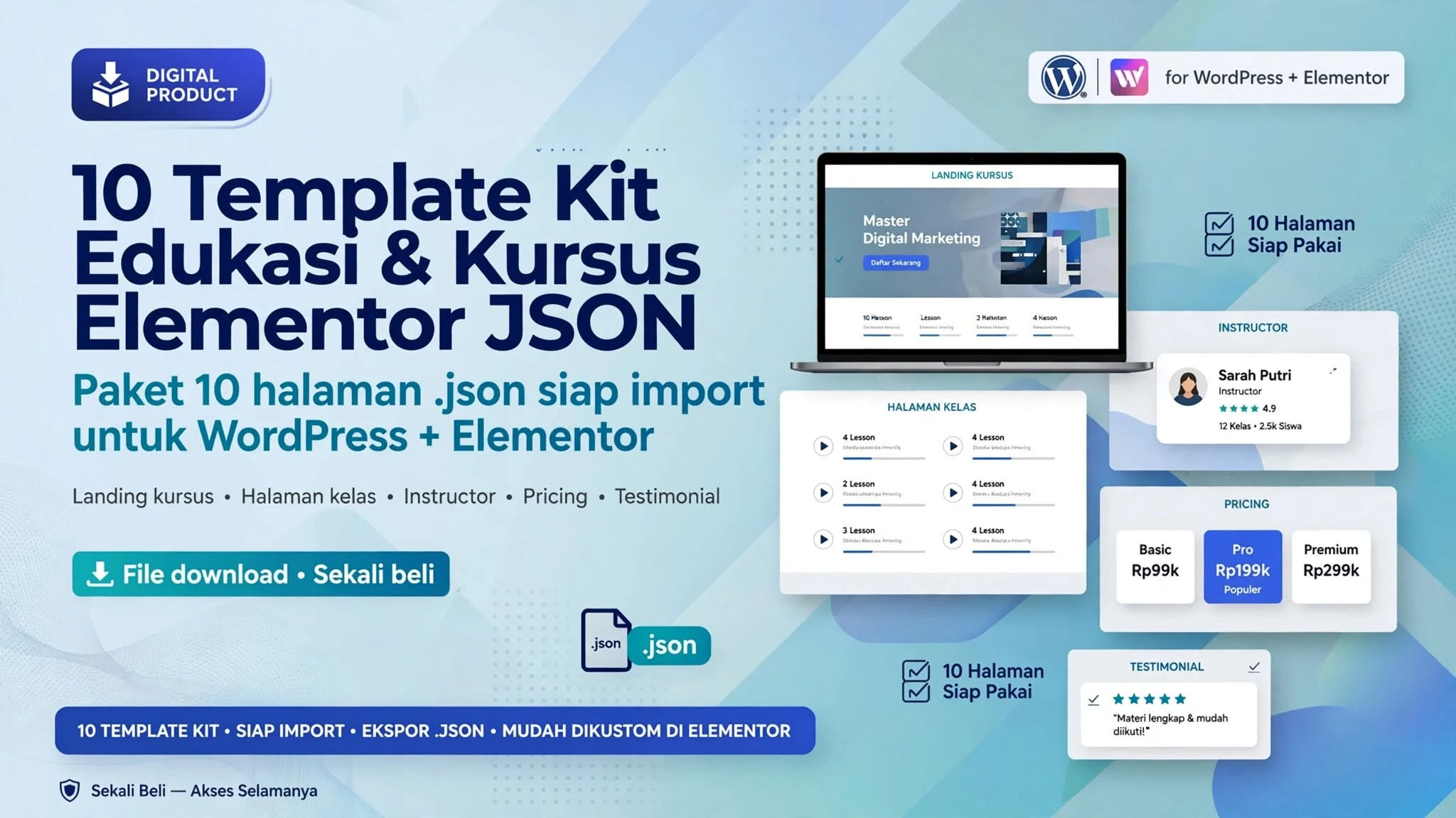 10 Template Kit Edukasi & Kursus Elementor JSON