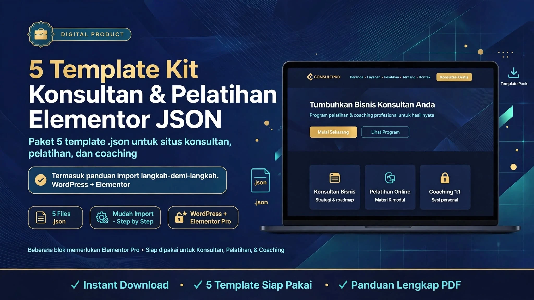 5 Template Kit Konsultan & Pelatihan Elementor JSON
