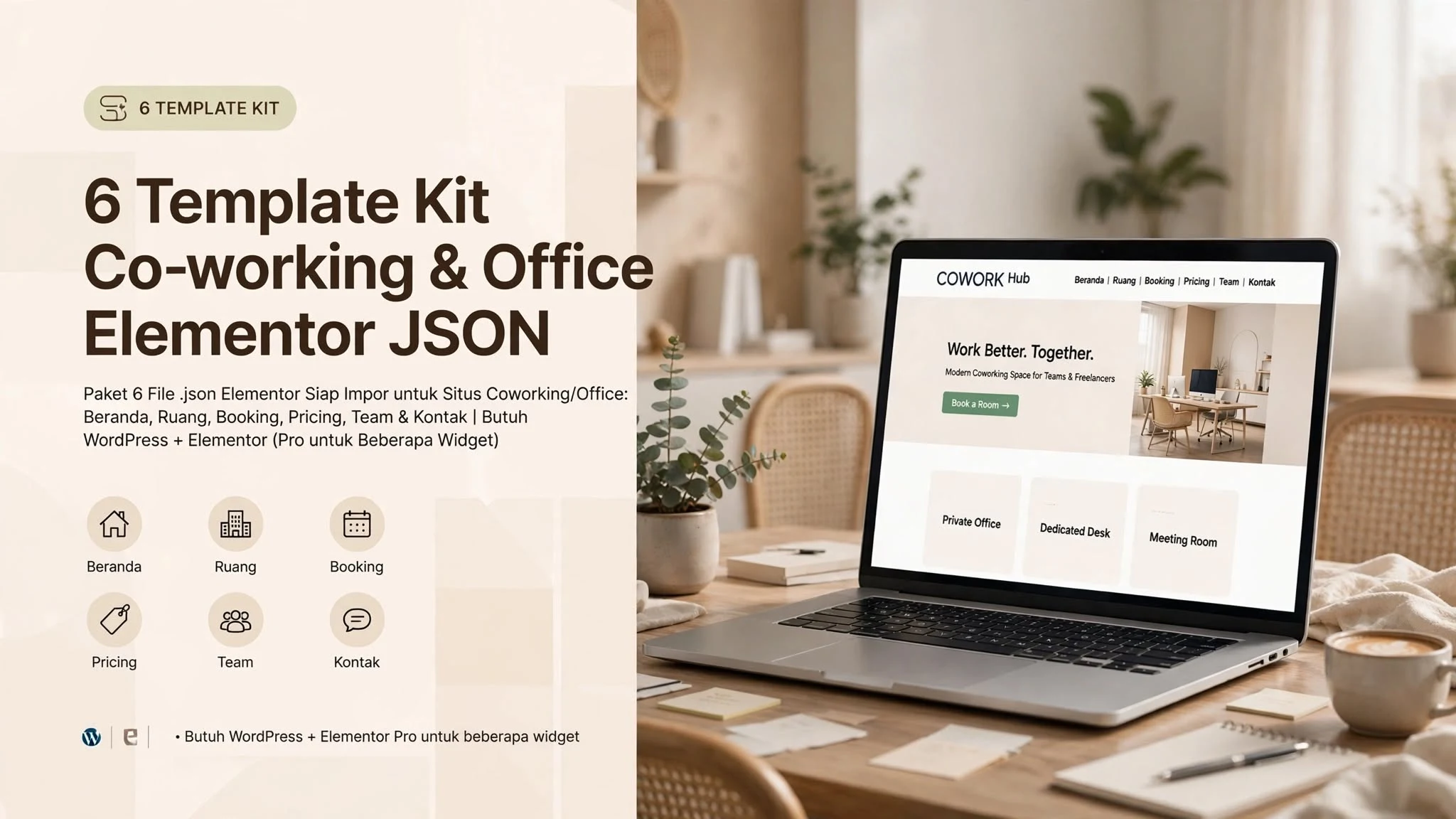 6 Template Kit Co-working & Office Elementor JSON