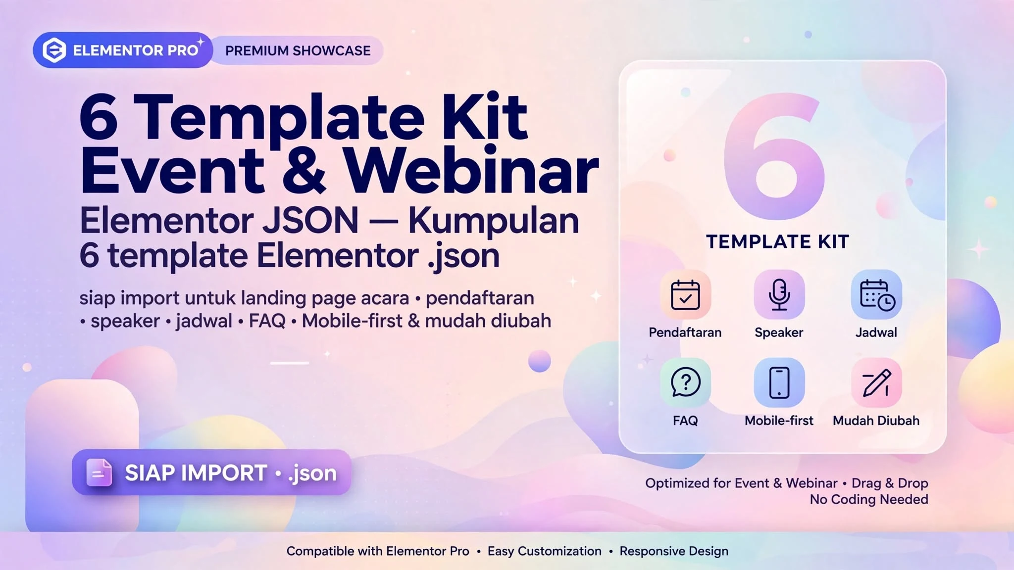 6 Template Kit Event & Webinar Elementor JSON