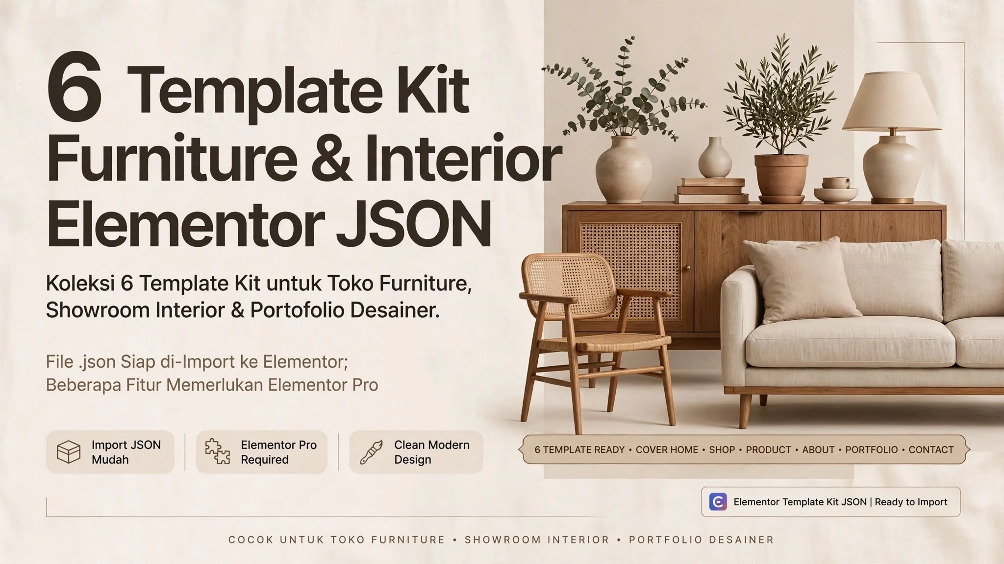 6 Template Kit Furniture & Interior Elementor JSON