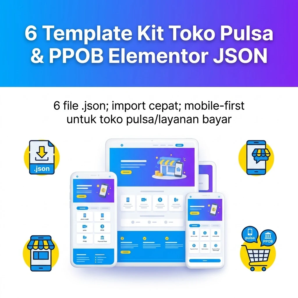 6 Template Kit Toko Pulsa & PPOB Elementor JSON