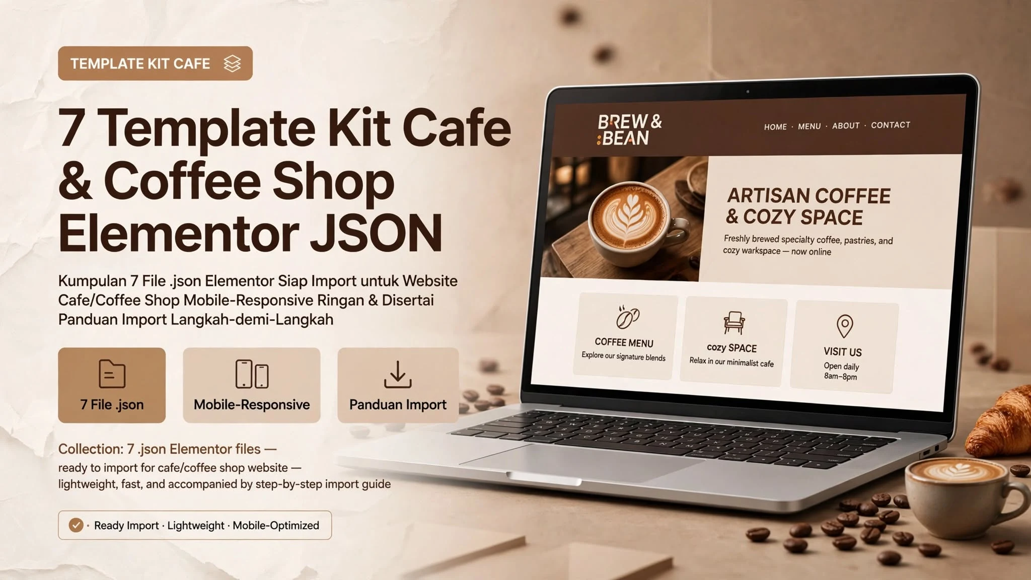 7 Template Kit Cafe & Coffee Shop Elementor JSON