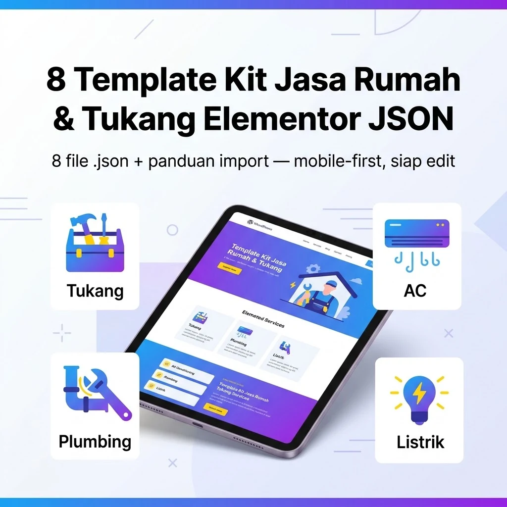 8 Template Kit Jasa Rumah & Tukang Elementor JSON