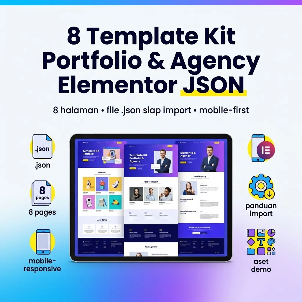 8 Template Kit Portfolio & Agency Elementor JSON