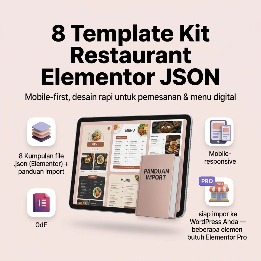 8 Template Kit Restaurant Elementor JSON