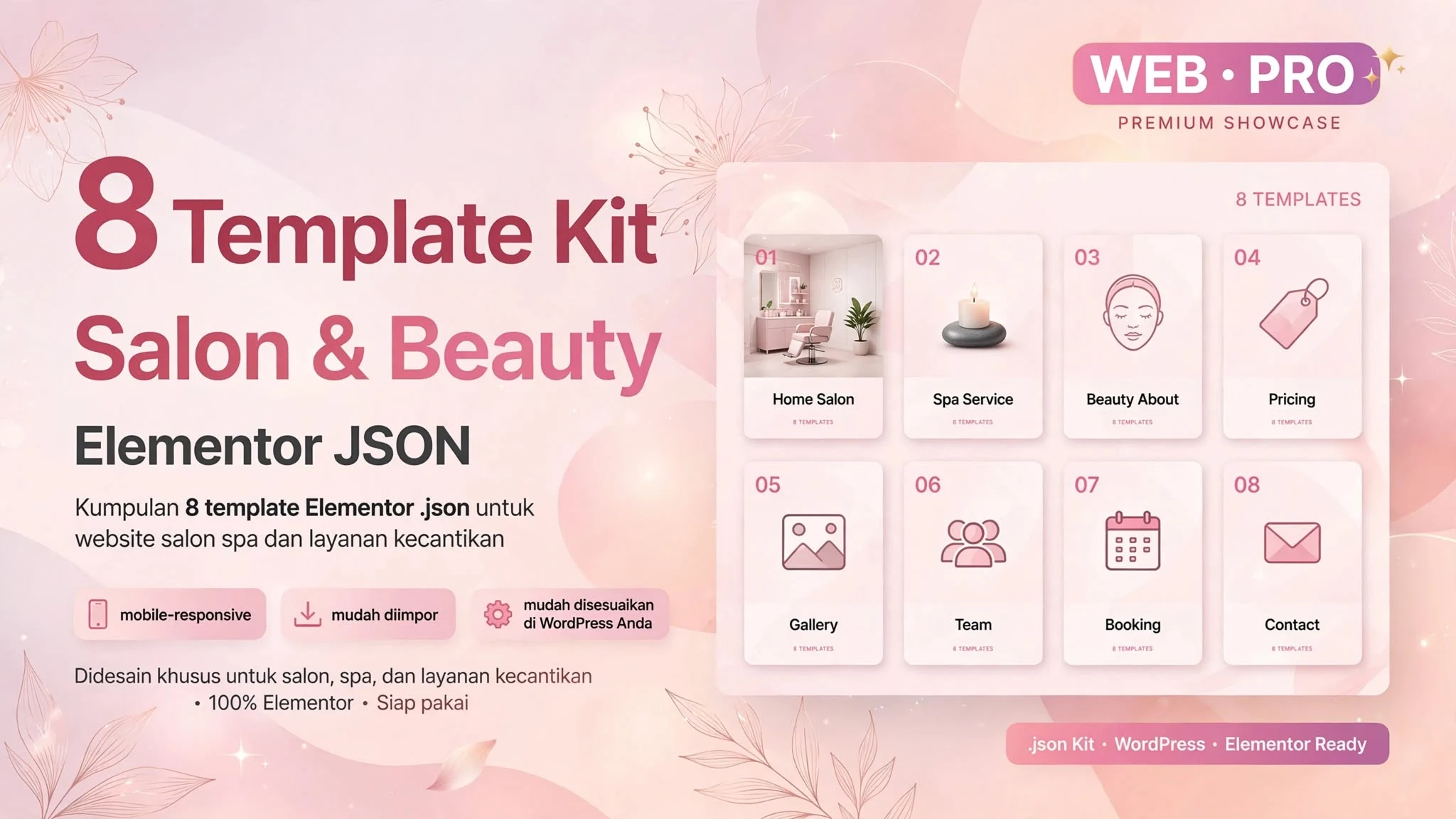 8 Template Kit Salon & Beauty Elementor JSON