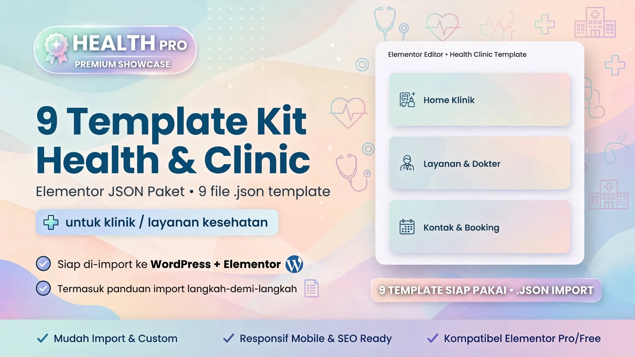 9 Template Kit Health & Clinic Elementor JSON