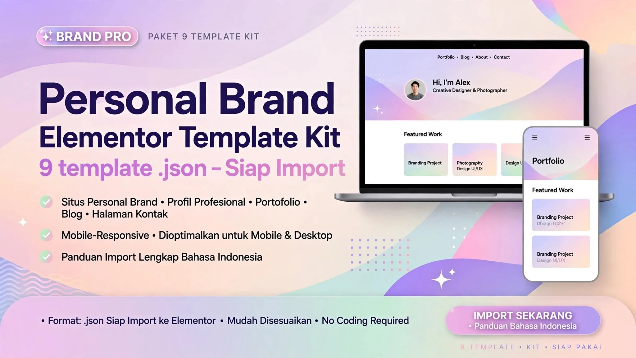 9 Template Kit Personal Brand Elementor JSON