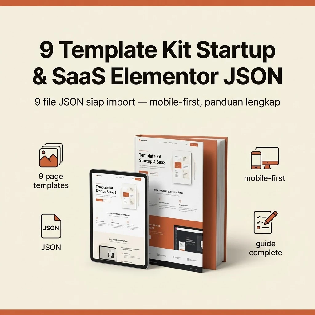 9 Template Kit Startup & SaaS Elementor JSON