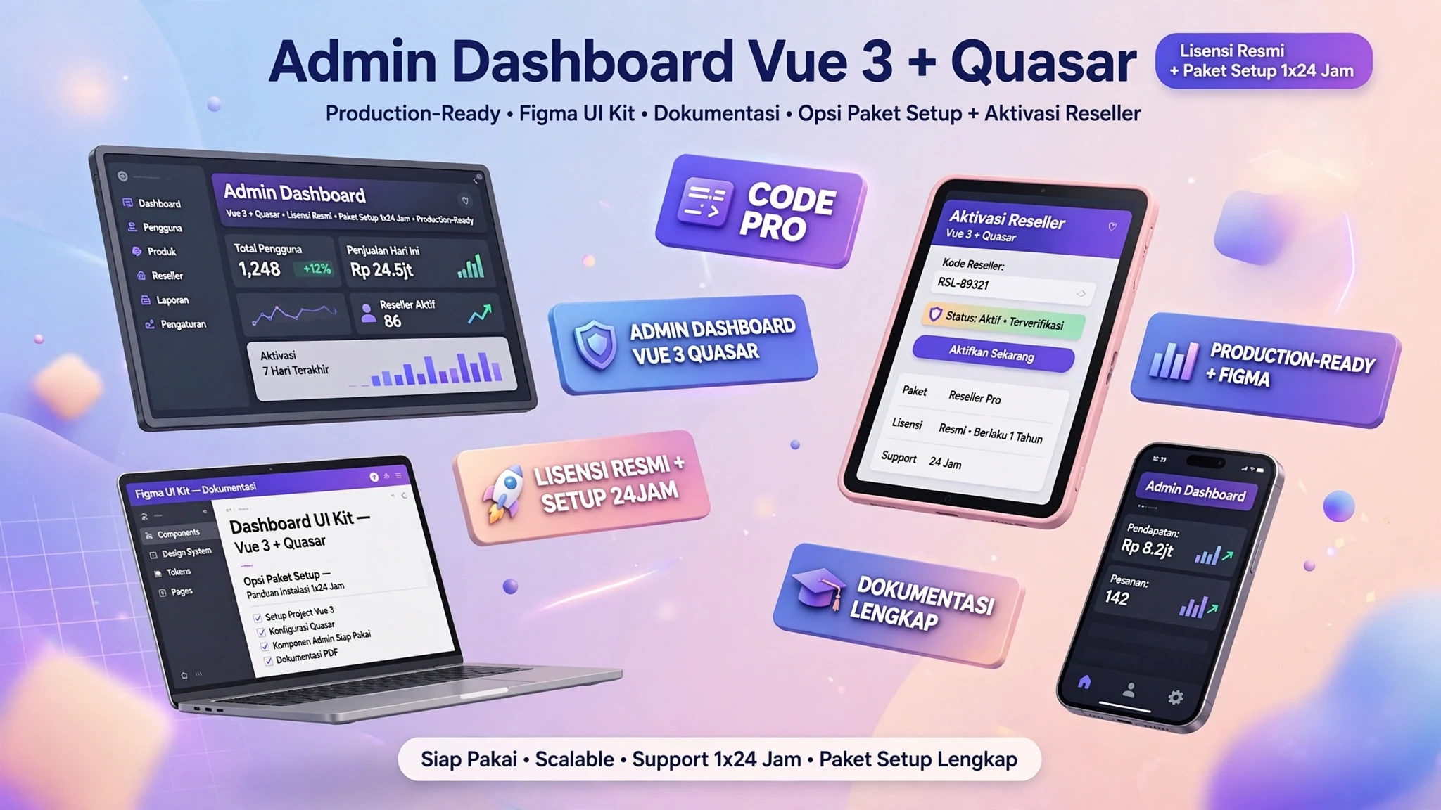 Admin Dashboard Vue 3 + Quasar
