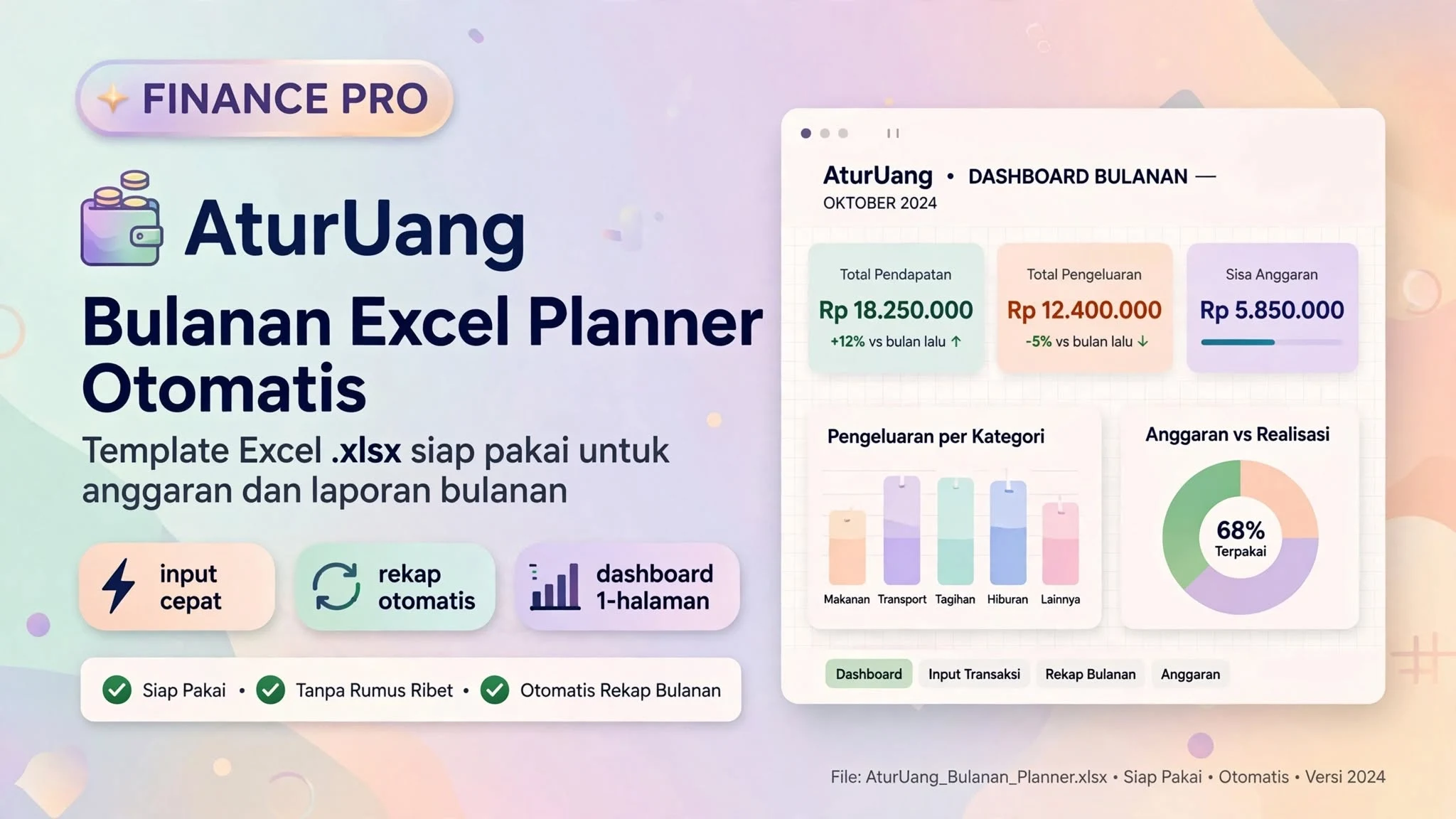 AturUang Bulanan — Excel Planner Otomatis