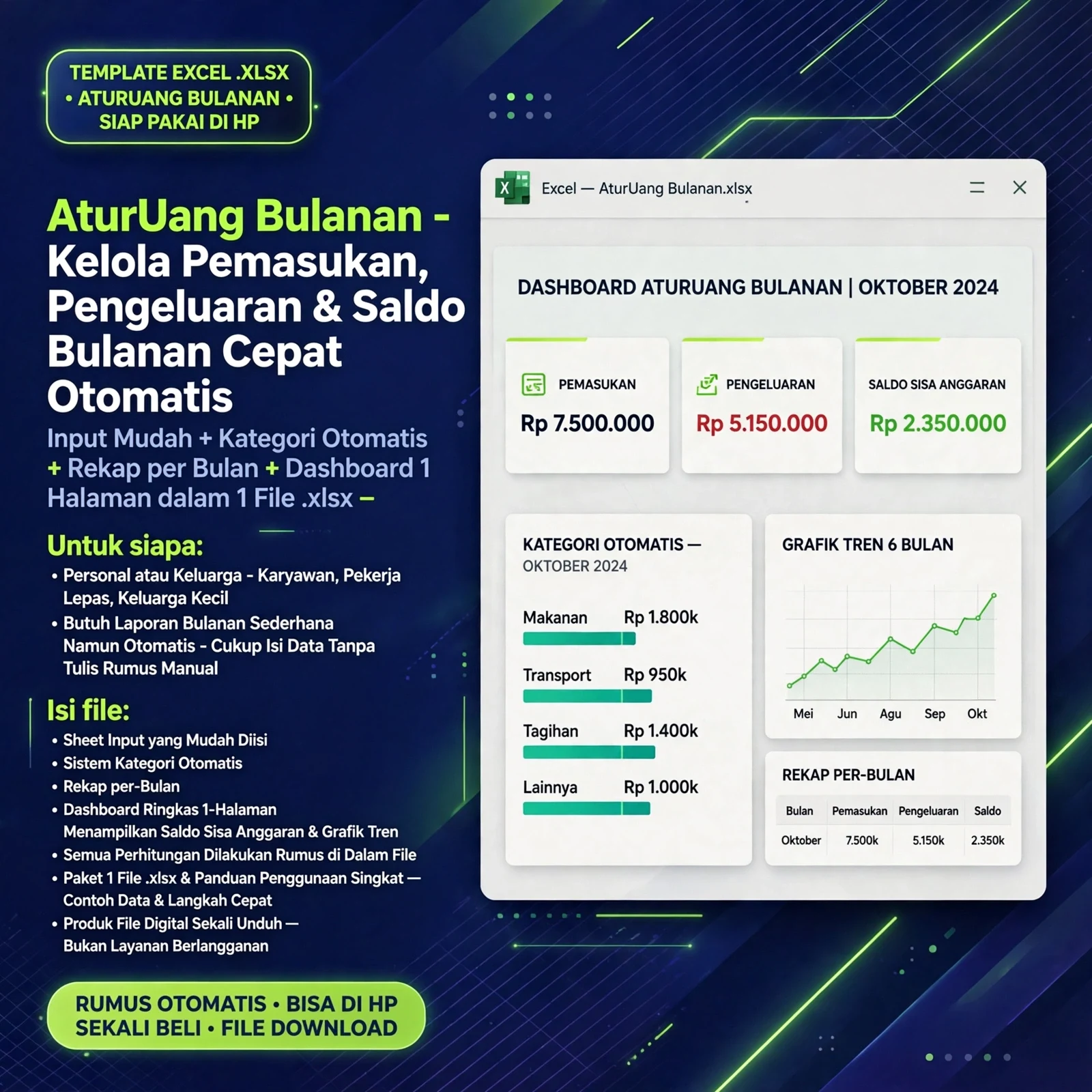 AturUang Bulanan — Excel Planner Otomatis