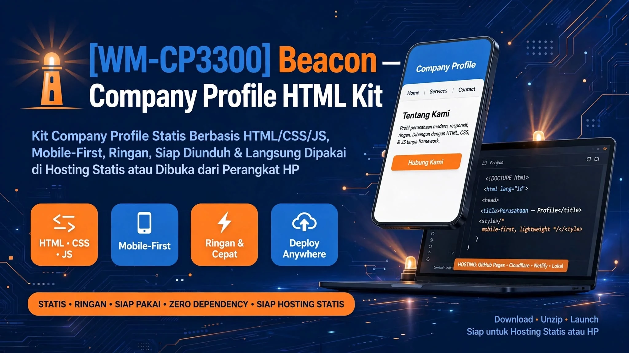 [WM-CP3300] Beacon — Company Profile HTML Kit