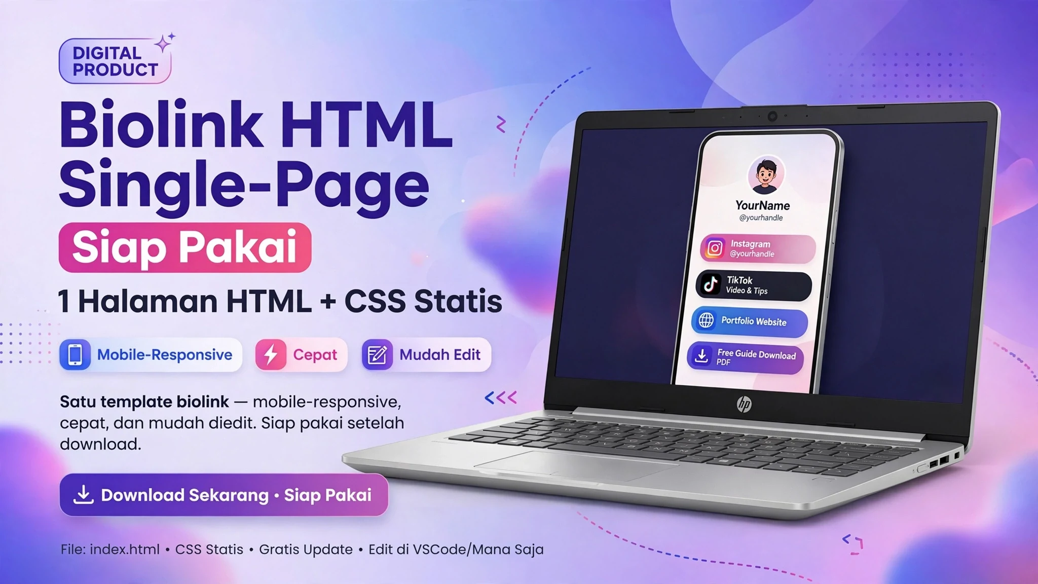 Biolink HTML Single-Page Siap Pakai