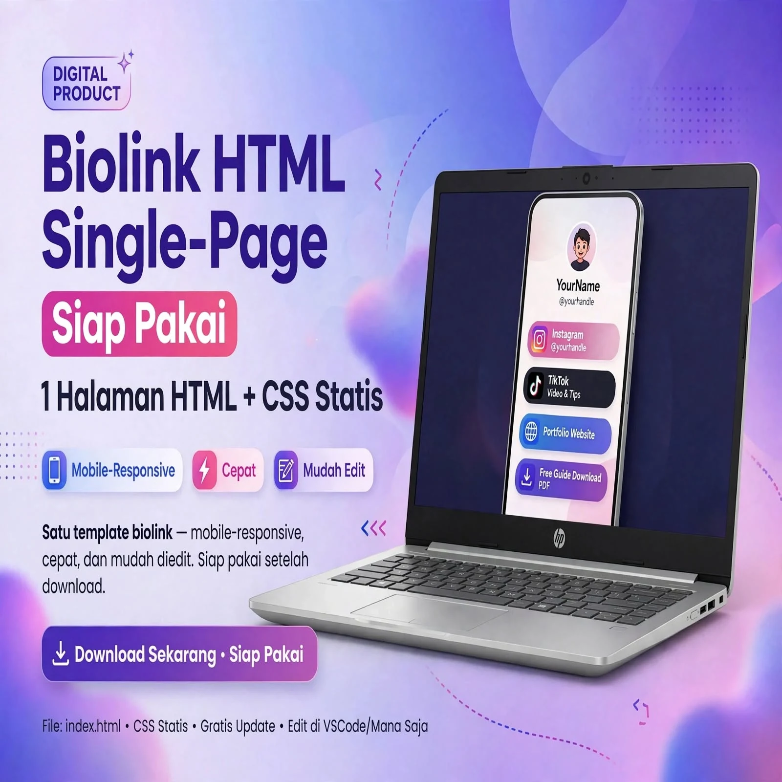 Biolink HTML Single-Page Siap Pakai