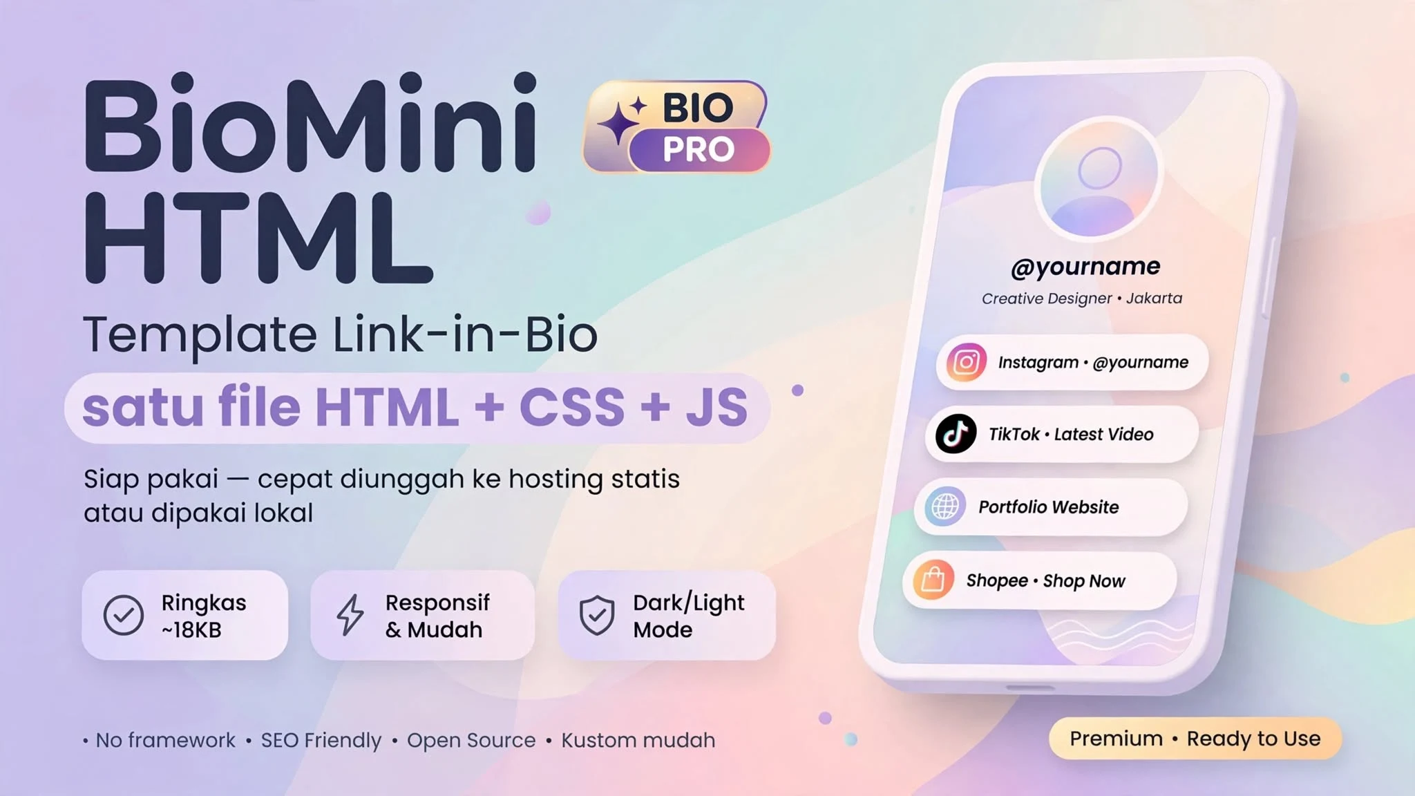 BioMini HTML — Template Link-in-Bio