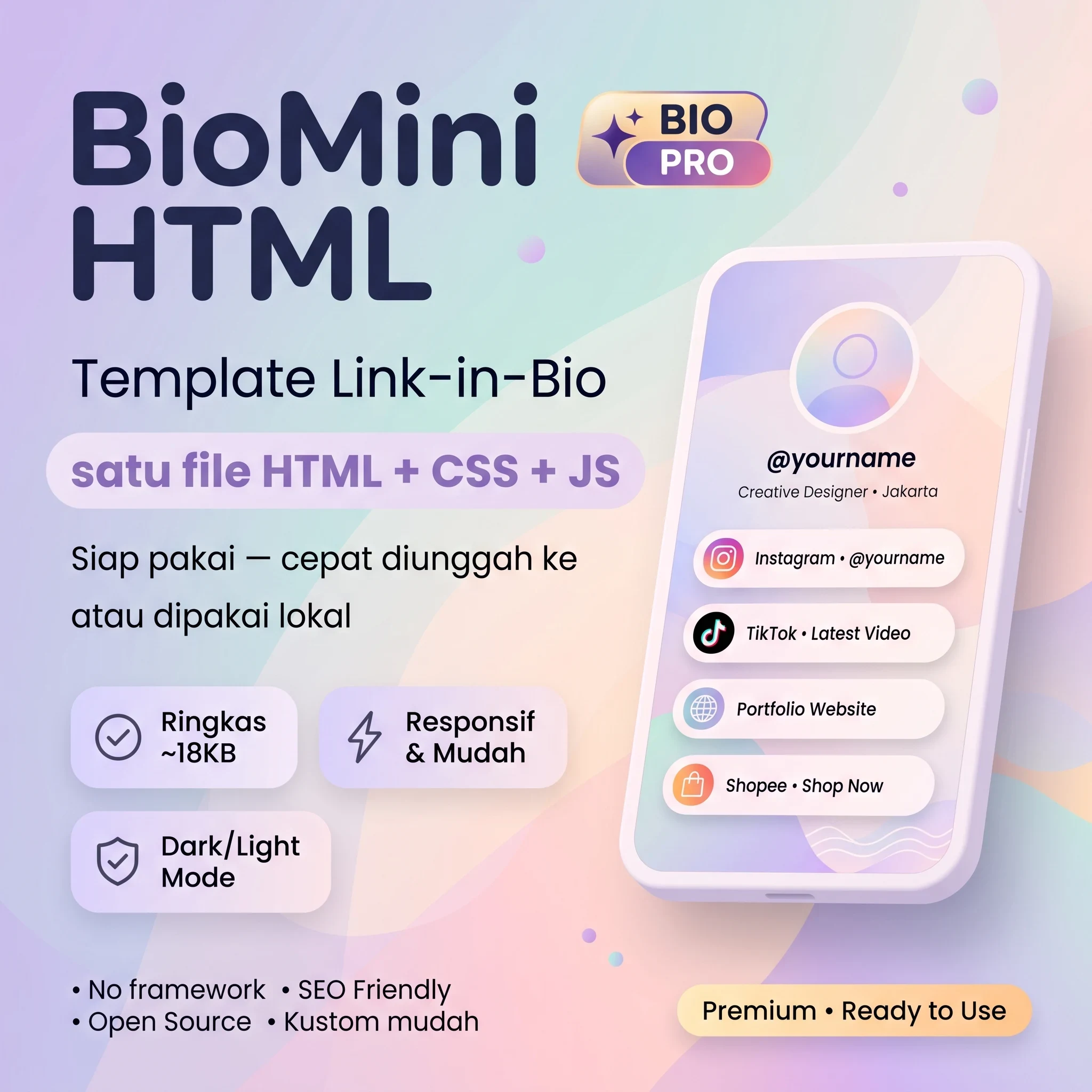 BioMini HTML — Template Link-in-Bio - foto 1