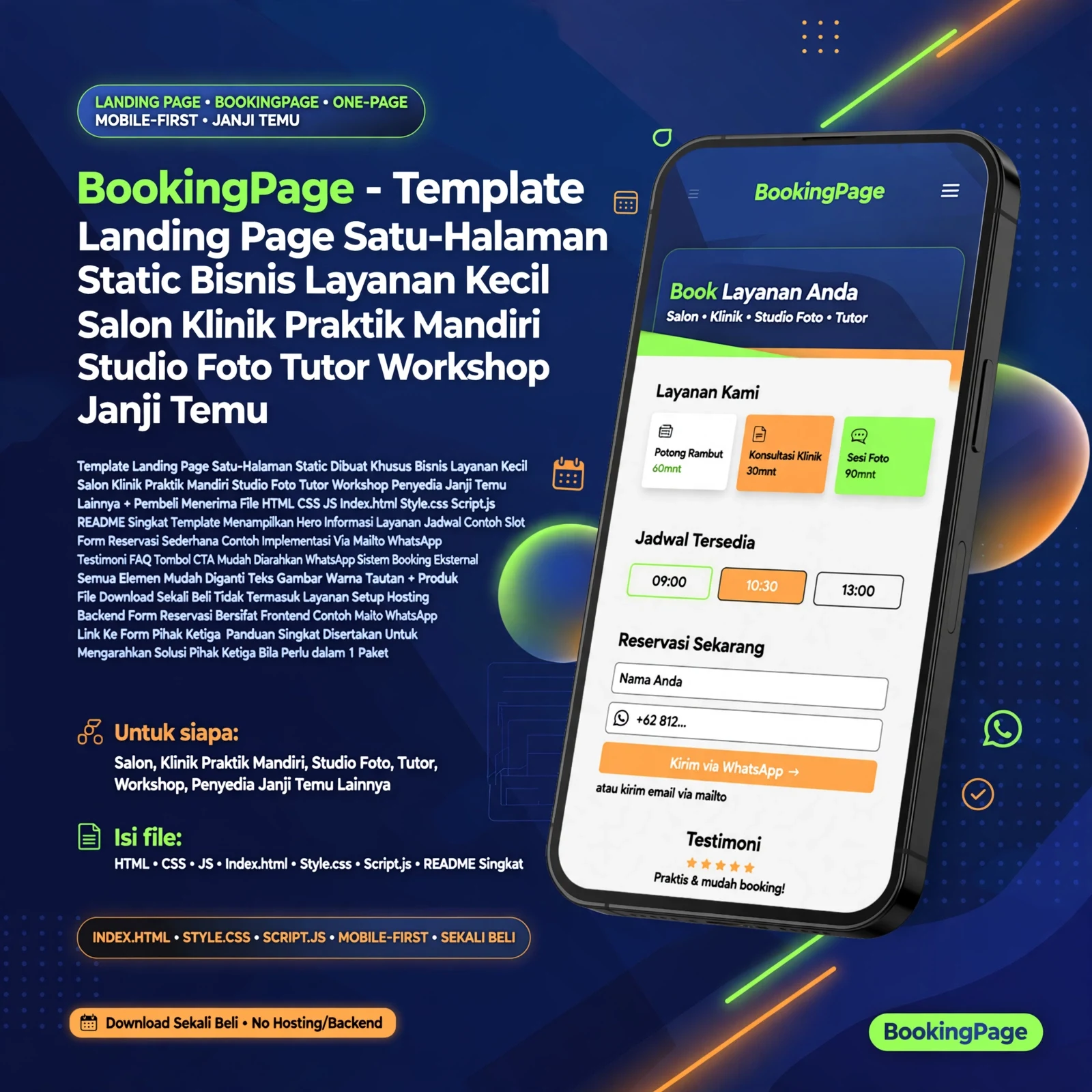 BookingPage — Landing Page Reservasi