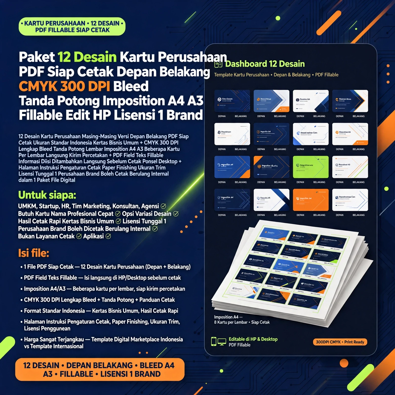 BrandGrid Kartu Perusahaan PDF — 12 Desain