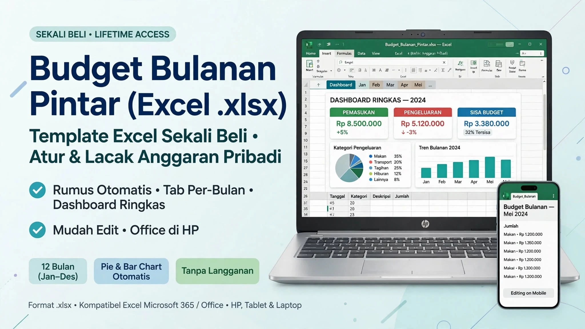 Budget Bulanan Pintar (Excel .xlsx)