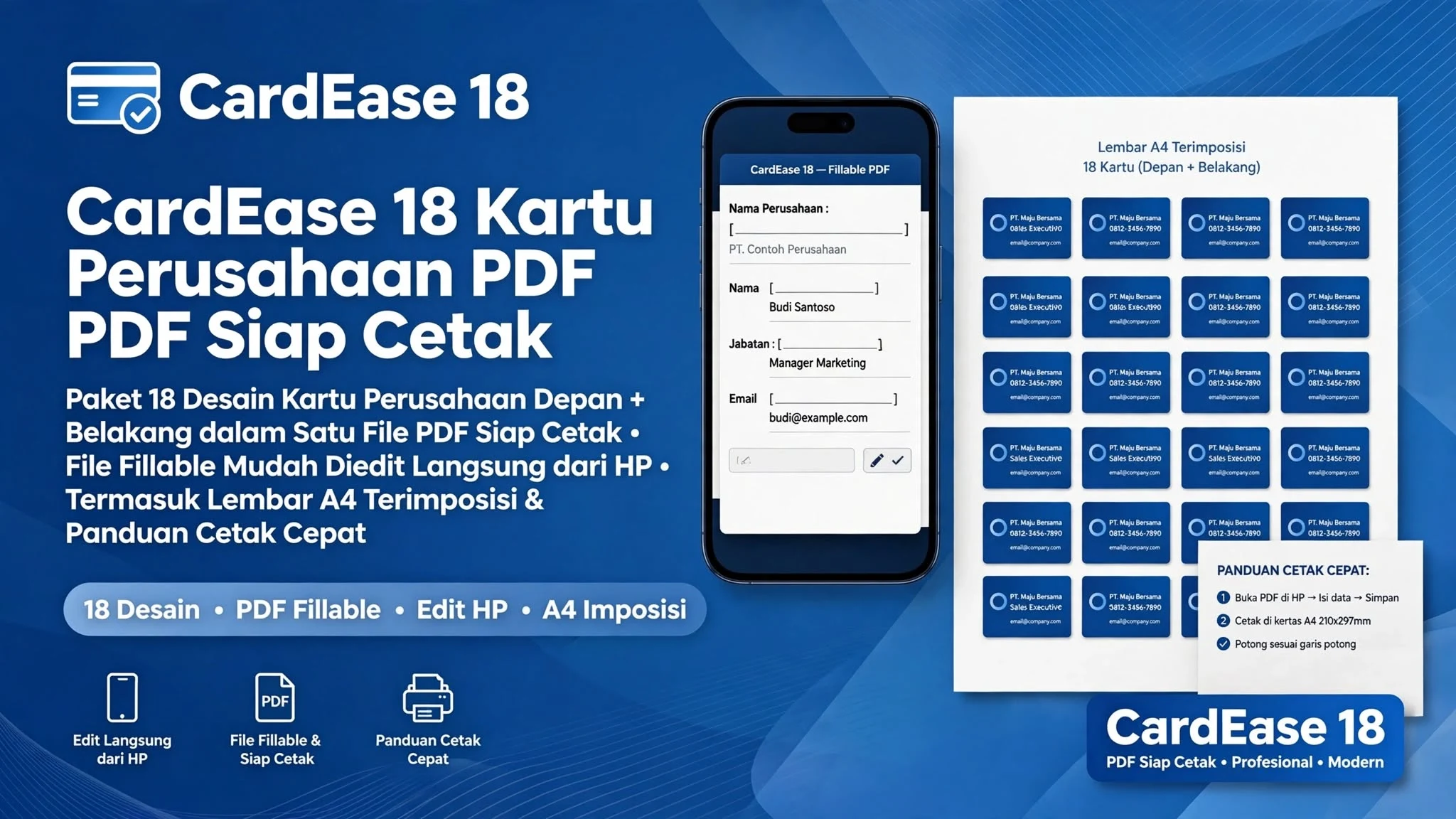 CardEase 18 Kartu Perusahaan PDF Siap Cetak