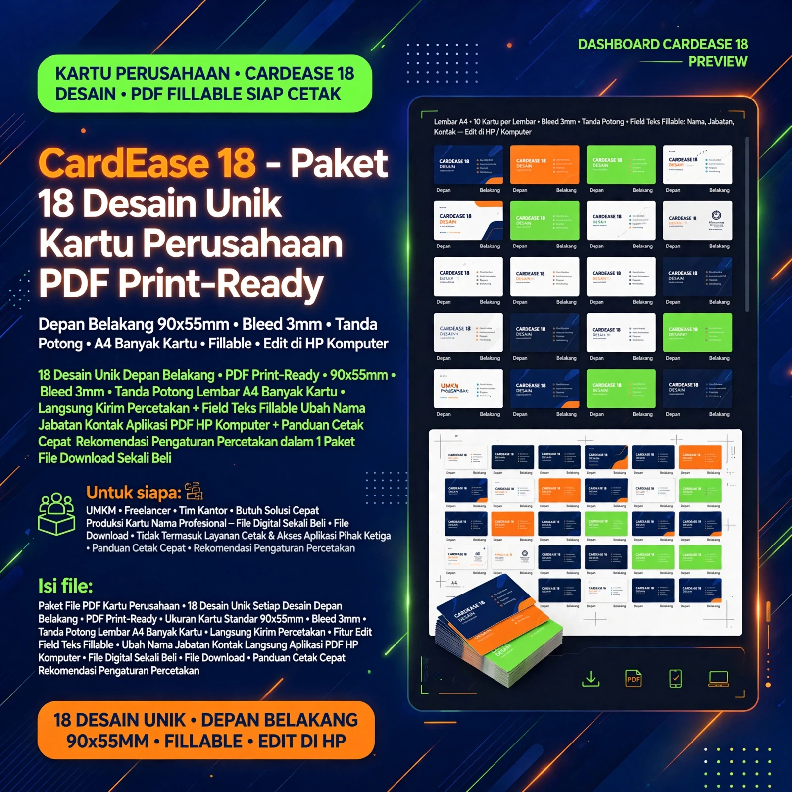 CardEase 18 Kartu Perusahaan PDF Siap Cetak