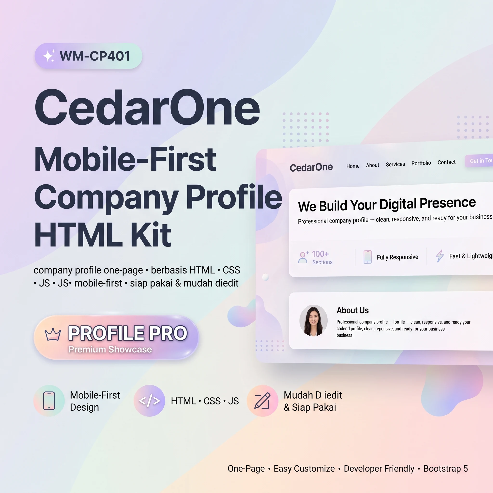 [WM-CP401] CedarOne — Mobile-First Company Profile HTML Kit