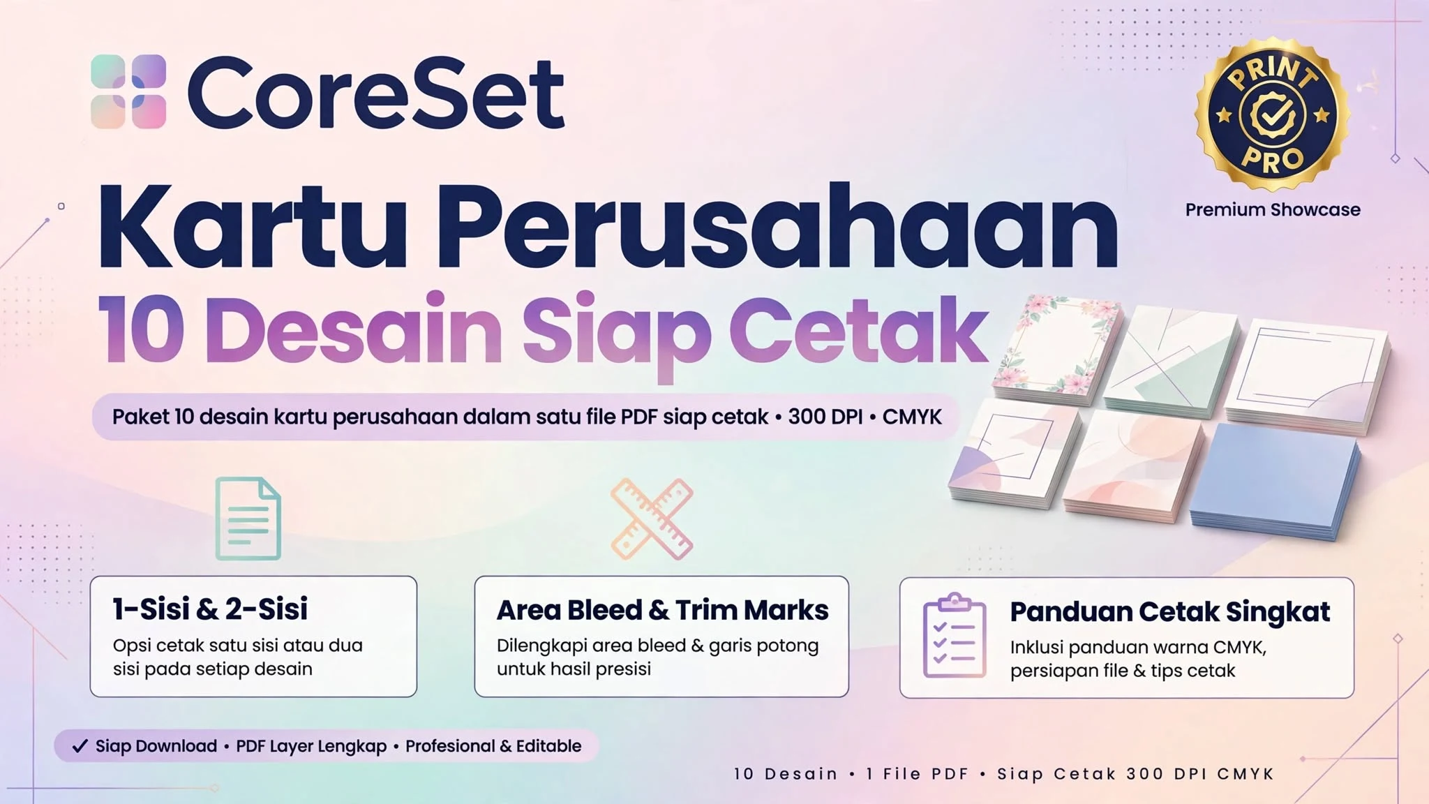 CoreSet Kartu Perusahaan — 10 Desain Siap Cetak