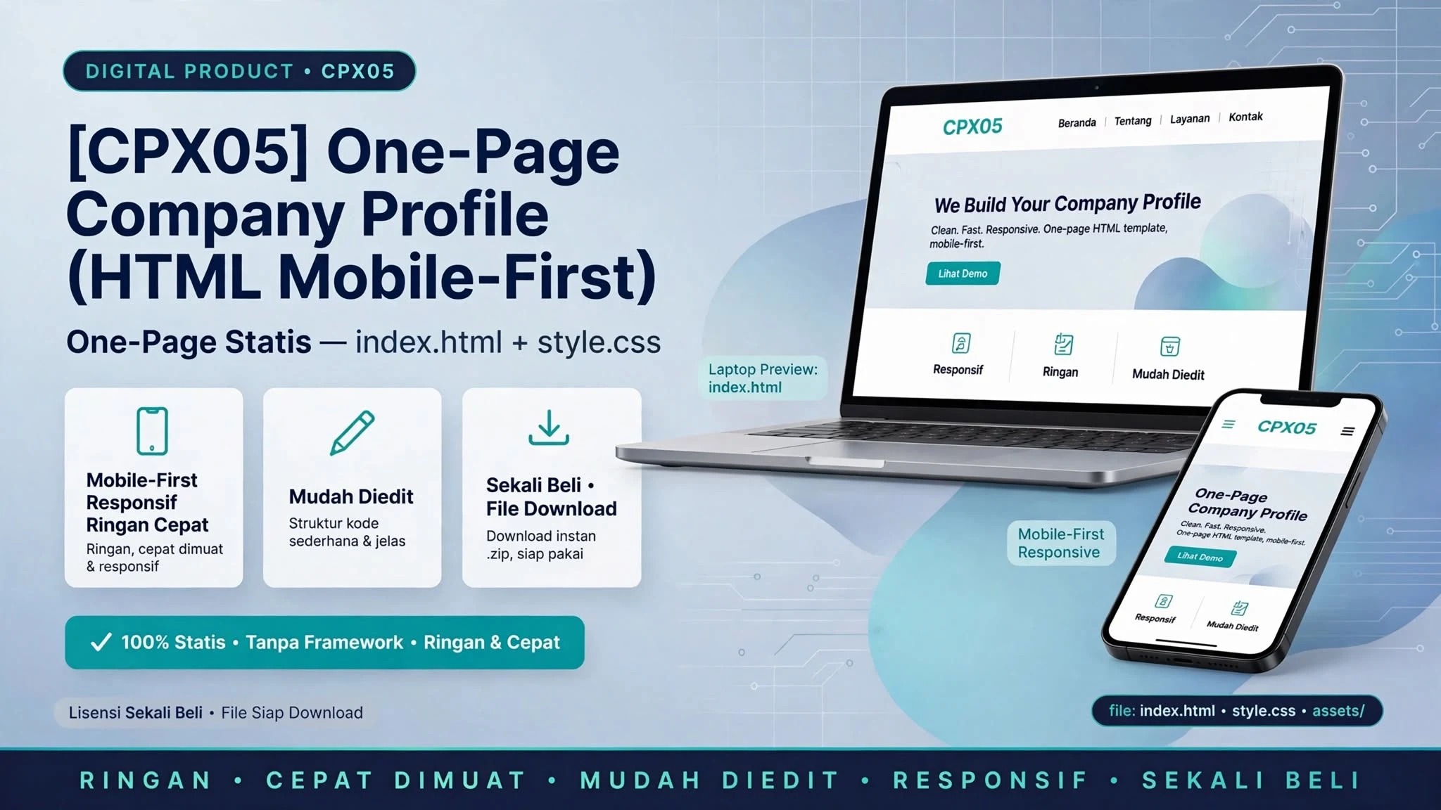[CPX05] One-Page Company Profile (HTML Mobile-First)