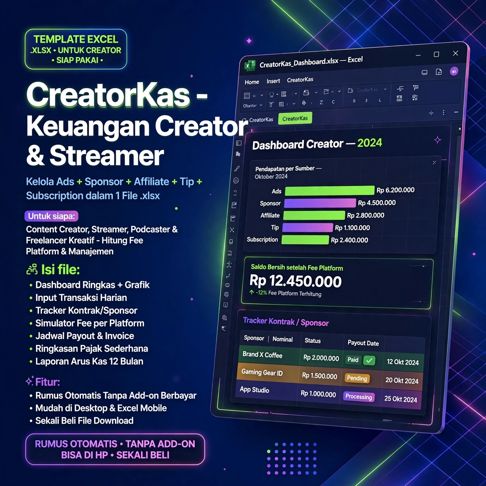 CreatorKas — Excel Keuangan untuk Content Creator