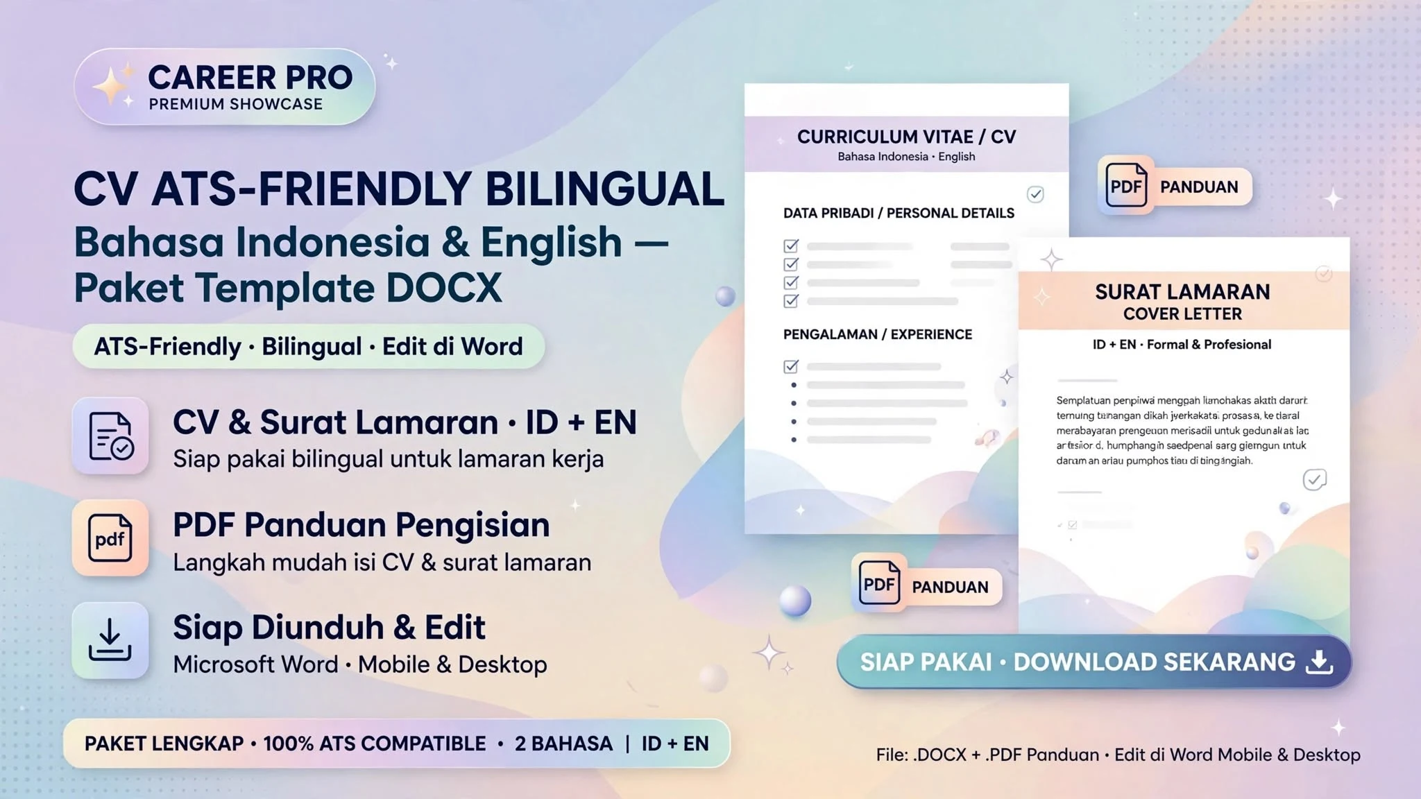 CV ATS Friendly Bilingual (Bahasa Indonesia & Inggris)
