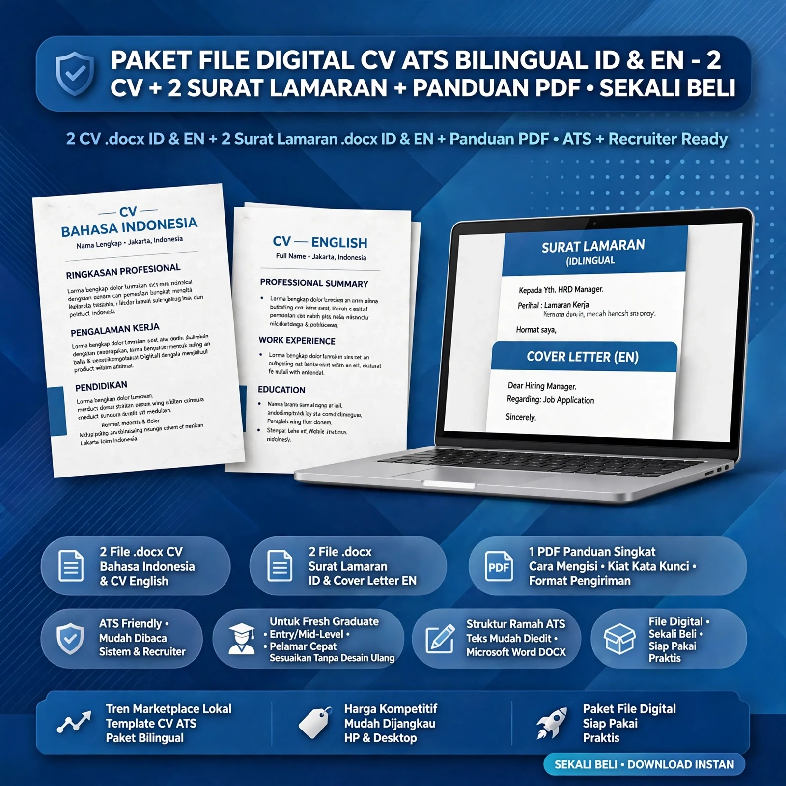 CV ATS Friendly Bilingual (Bahasa Indonesia & Inggris)