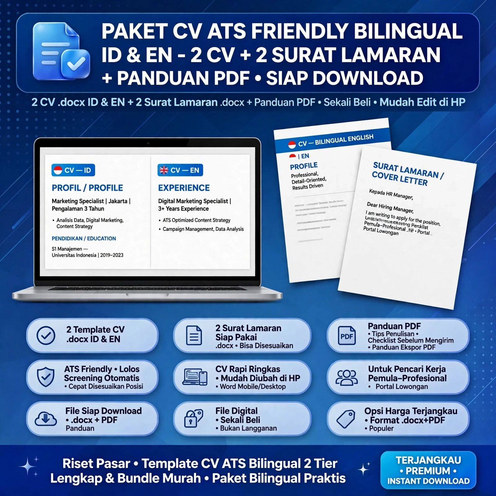CV ATS Friendly Compact — Bahasa Indonesia & Inggris