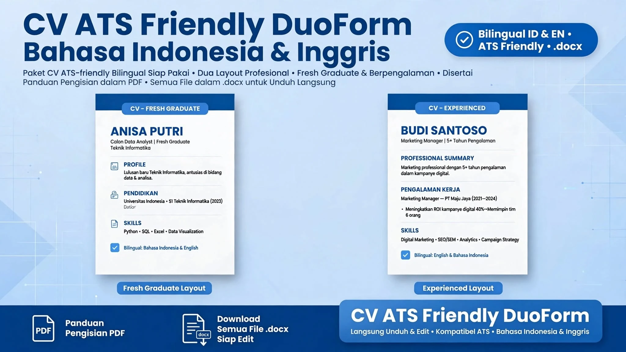 CV ATS Friendly DuoForm — Bahasa Indonesia & Inggris