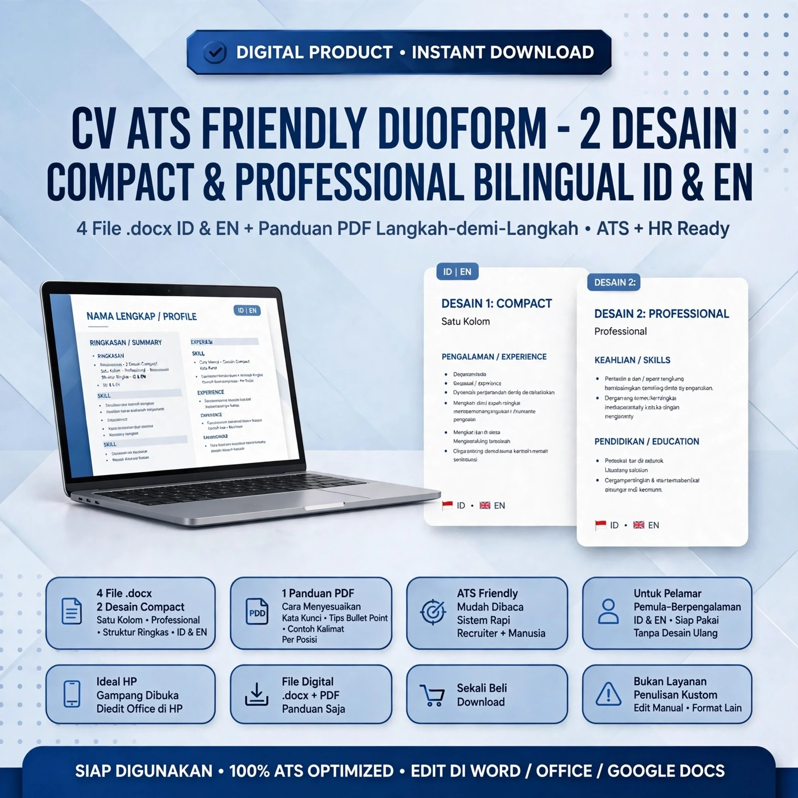 CV ATS Friendly DuoForm — Bahasa Indonesia & Inggris