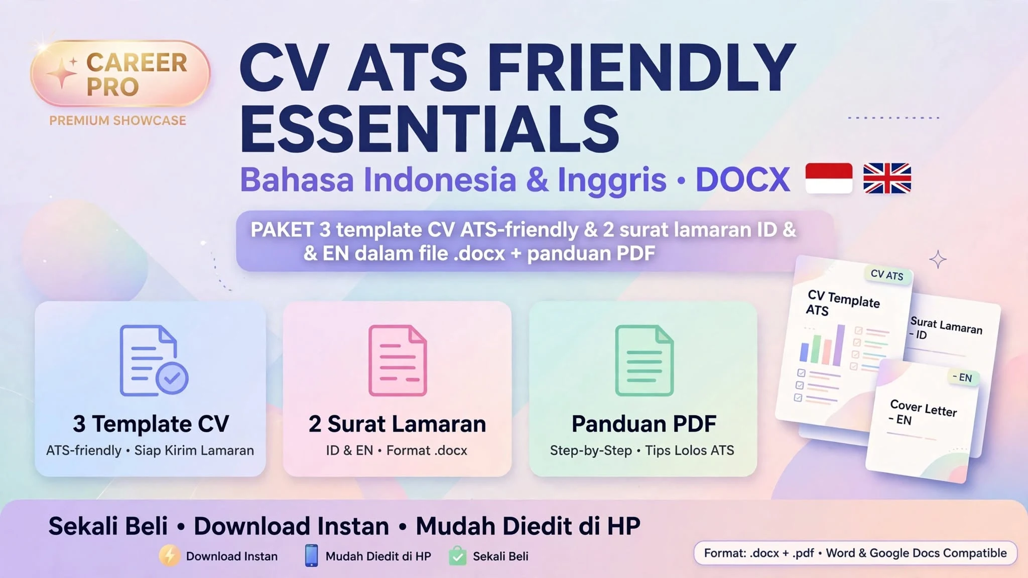 CV ATS Friendly Essentials — Bahasa Indonesia & Inggris (DOCX)