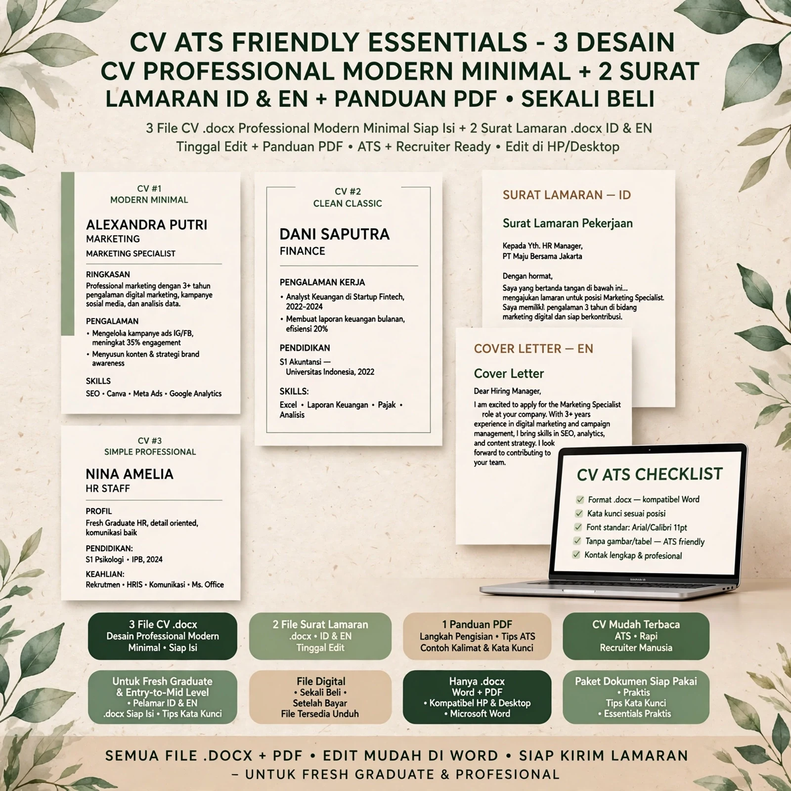 CV ATS Friendly Essentials — Bahasa Indonesia & Inggris (DOCX)