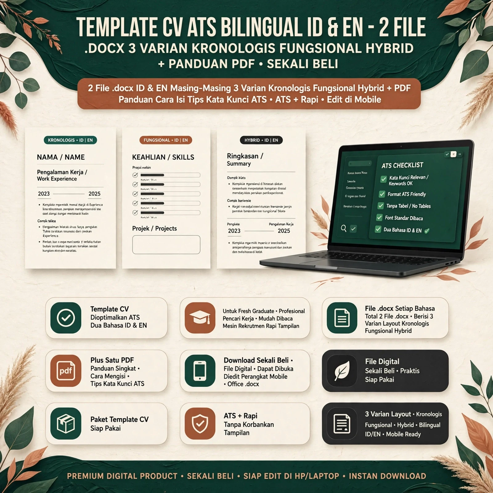 CV ATS Friendly Express — Bahasa Indonesia & Inggris (DOCX)