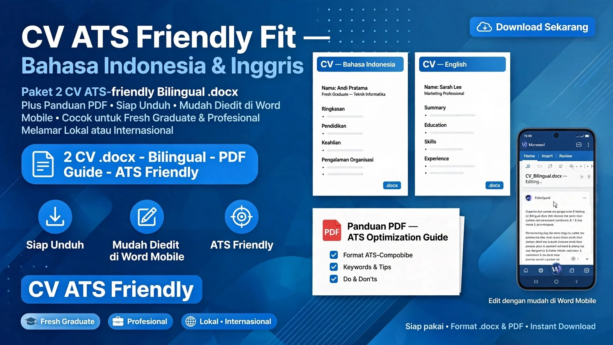 CV ATS Friendly Fit — Bahasa Indonesia & Inggris