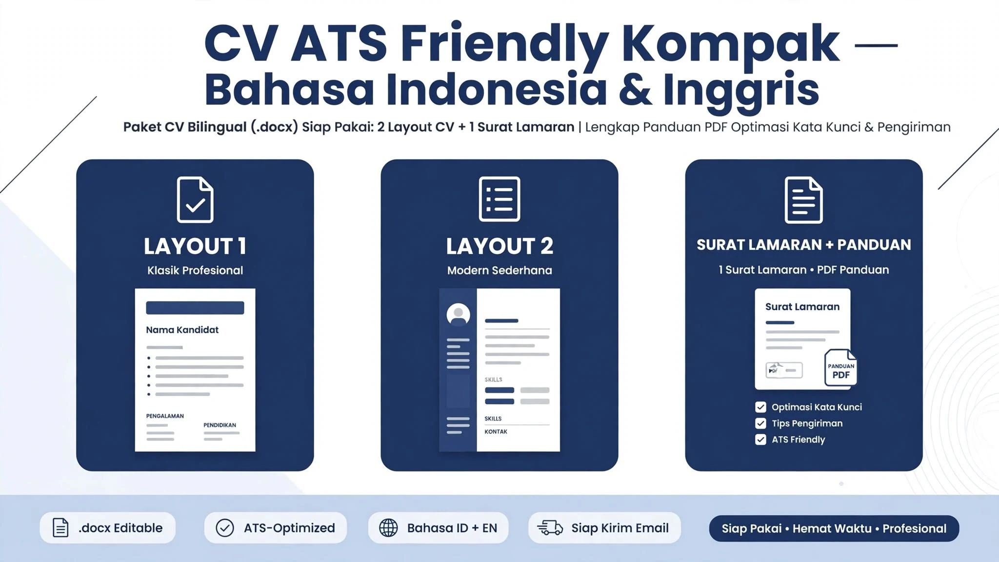 CV ATS Friendly Kompak — Bahasa Indonesia & Inggris