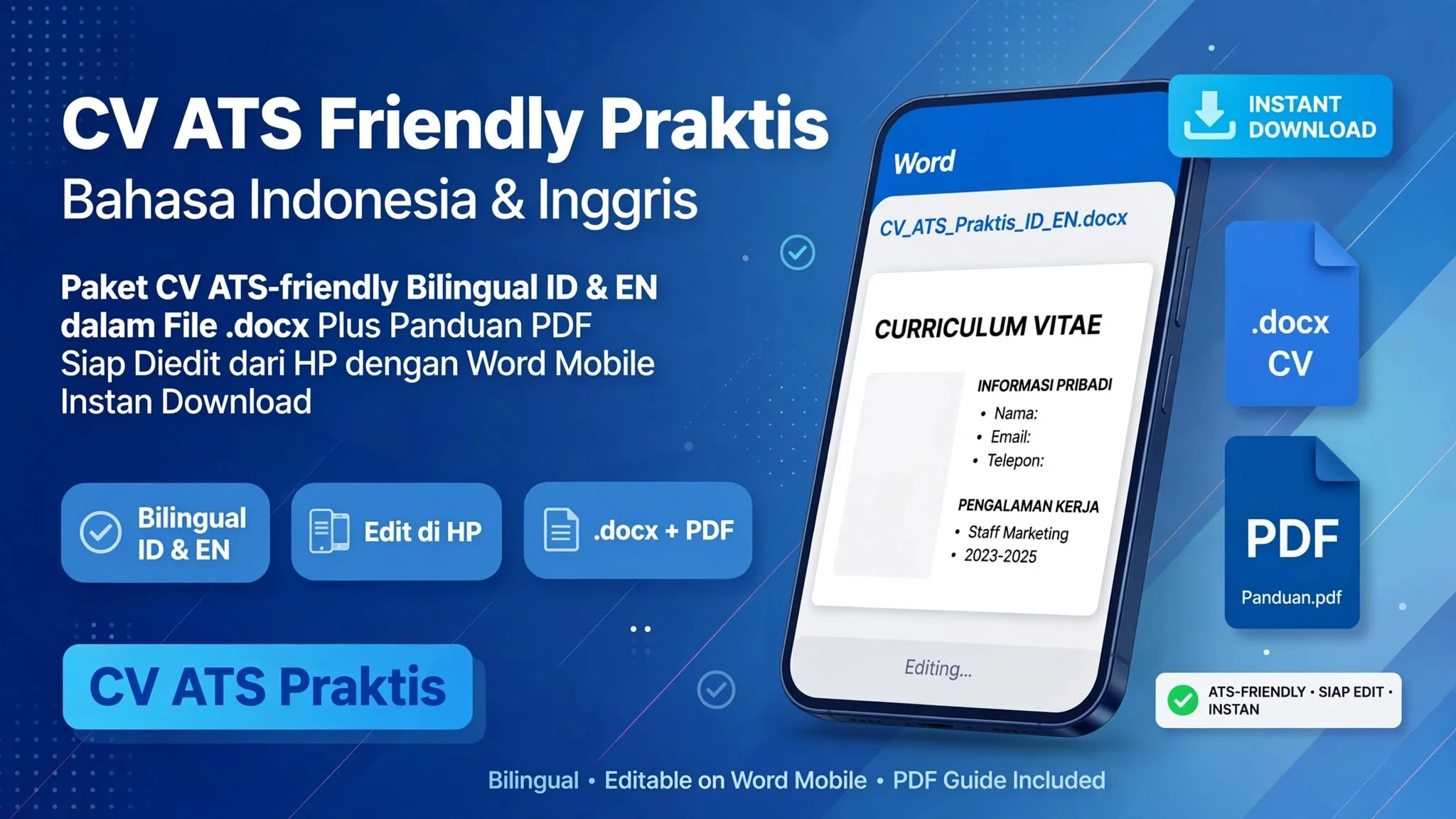 CV ATS Friendly Praktis — Bahasa Indonesia & Inggris